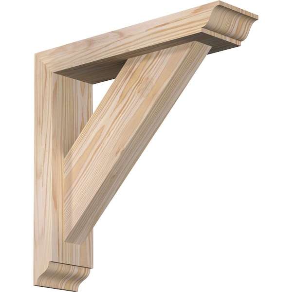 Ekena Millwork Traditional Traditional Smooth Bracket w/ Offset Brace, Douglas Fir, 3 1/2"W x 14"D x 14"H BKT0402X14X14TRA01SDF - main